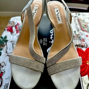 Silver sparkle heels